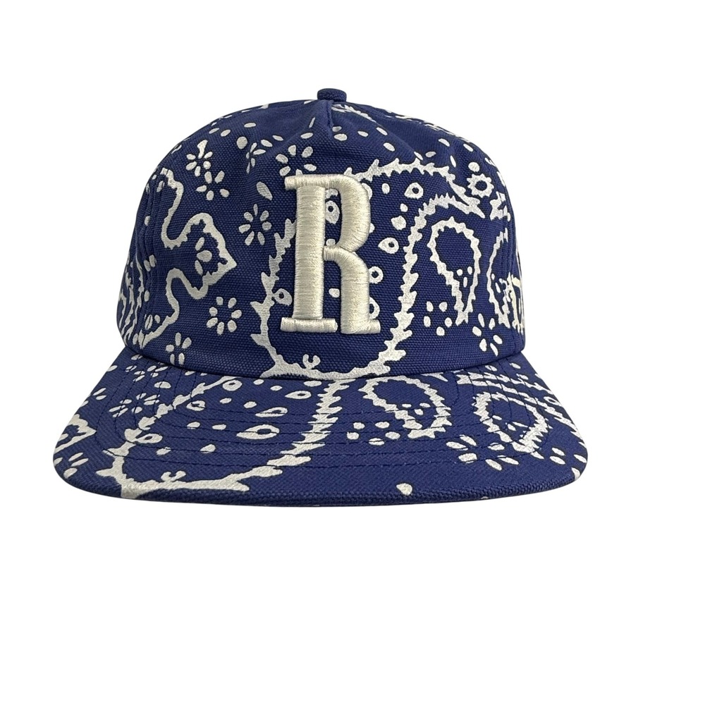 Rhude Royal Blue Bandana Paisley Embroidered R Logo Snapback Hat One Size